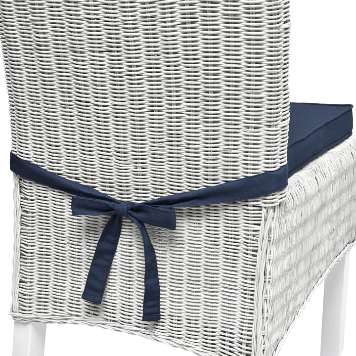 Beautissu Loft SK Stuhlkissen 45x40 cm Blau - 4er Set Stuhlpolster mit Bändern Sitzkissen für Stühle