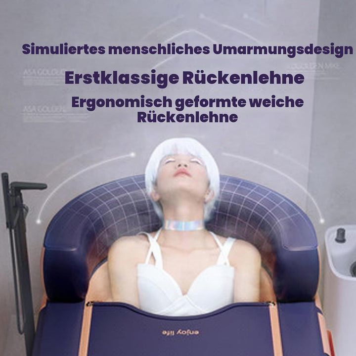 Aufblasbare Badewanne für Erwachsene, mit Fusspumpe, tragbare Faltfunktion, Luftbadewanne Spa mit ru