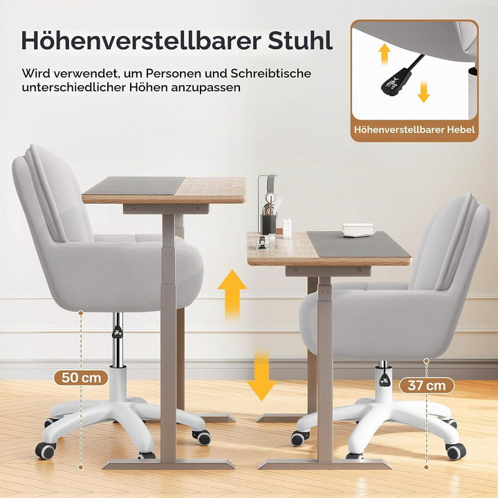 Homeoffice &amp; Schminkstuhl 2-in-1 Ergonomischer Samt Drehstuhl 360°, Höhenverstellbar für Arbeitszimm