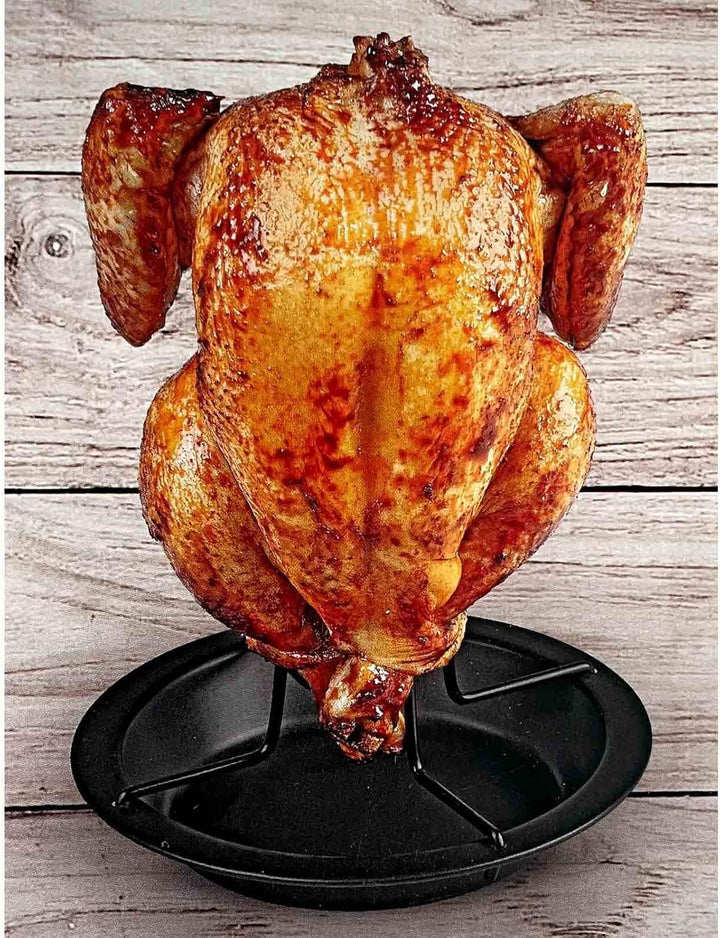 2x Hähnchenhalter inkl. Auffangschale Hähnchenbräter Grill Ofen Hähnchengriller Hähnchen Halter Stän