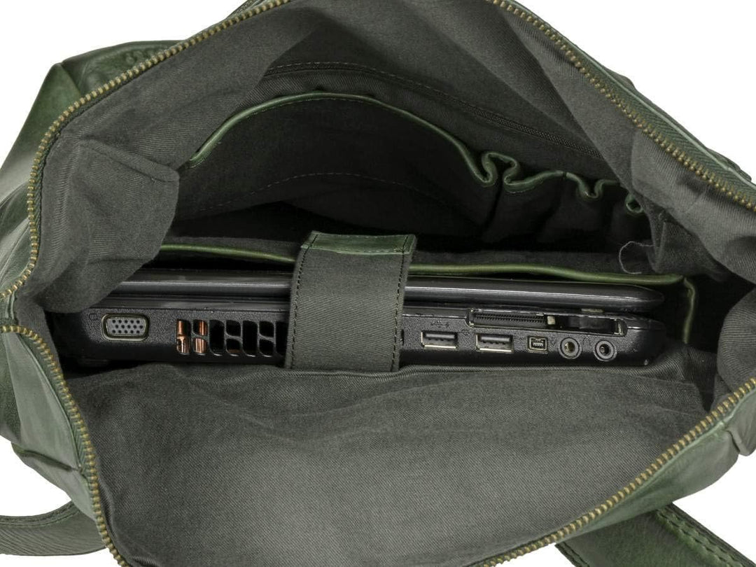 Bear-Design Rucksack Leder Damen Herren Rolltop Daypack Kurierrucksack Tagesrucksack Trekkingrucksac