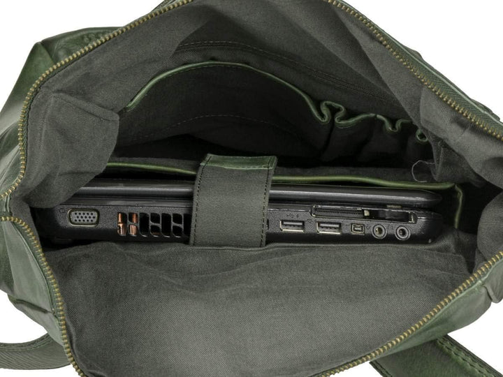 Bear-Design Rucksack Leder Damen Herren Rolltop Daypack Kurierrucksack Tagesrucksack Trekkingrucksac