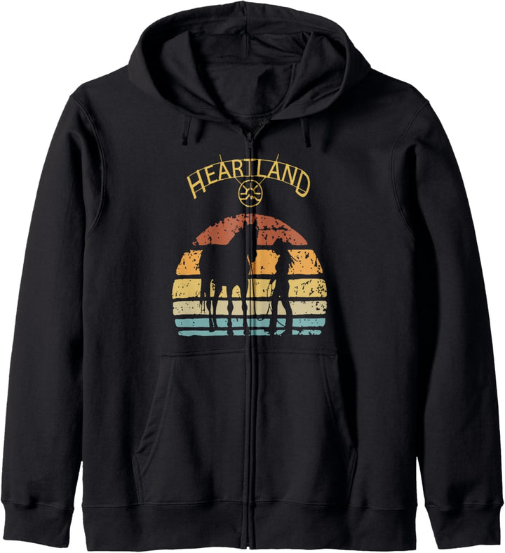 Heartland Retro Vintage Sonnenuntergang Kapuzenjacke