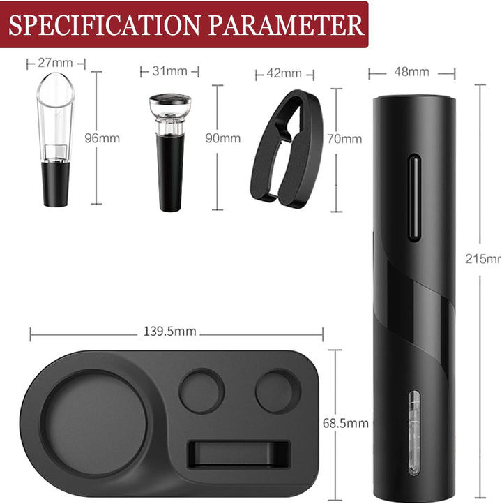 Elektrischer Korkenzieher, 6-in-1 Elektrischer Weinöffner Set, Automatische Flaschenöffner Wein mit