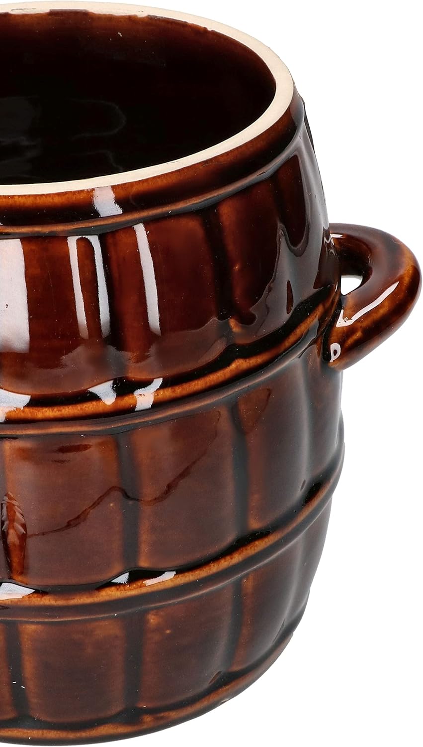 KOTARBAU® Steinguttopf 3,2 L Gärtopf Sauerkrauttopf Gurkentopf Einmachtopf aus Steinzeug mit Deckel