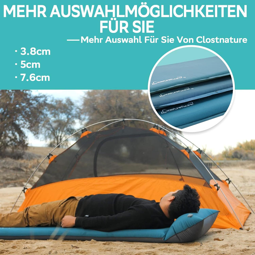 Clostnature Camping Selbstaufblasende Isomatte – 3,8/5/7,6 cm Dick Outdoor Selbstaufblasbare Schlafm