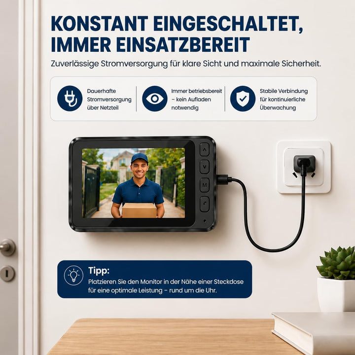 TKMARS Türklingel mit Kamera Kabellos 120° Weitwinkel Klingel mit Kamera und Monitor 2.4G Video Türk