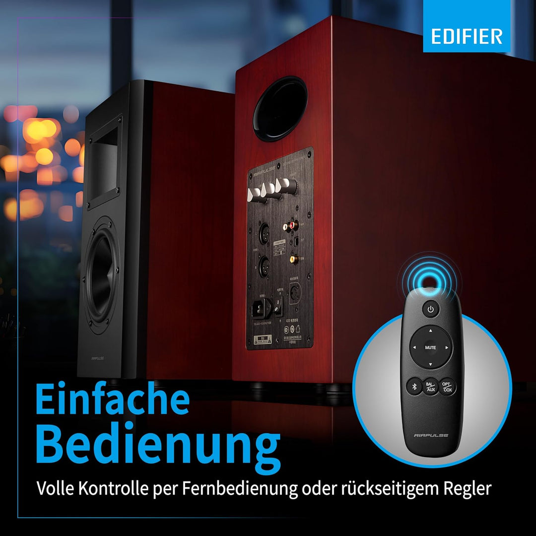EDIFIER AIRPULSE A200 - 2.0 Studiomonitore (130W) mit Bluetooth V5.0 (aptX), Bändchen-Hornhochtöner