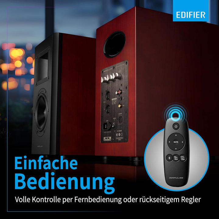 EDIFIER AIRPULSE A200 - 2.0 Studiomonitore (130W) mit Bluetooth V5.0 (aptX), Bändchen-Hornhochtöner