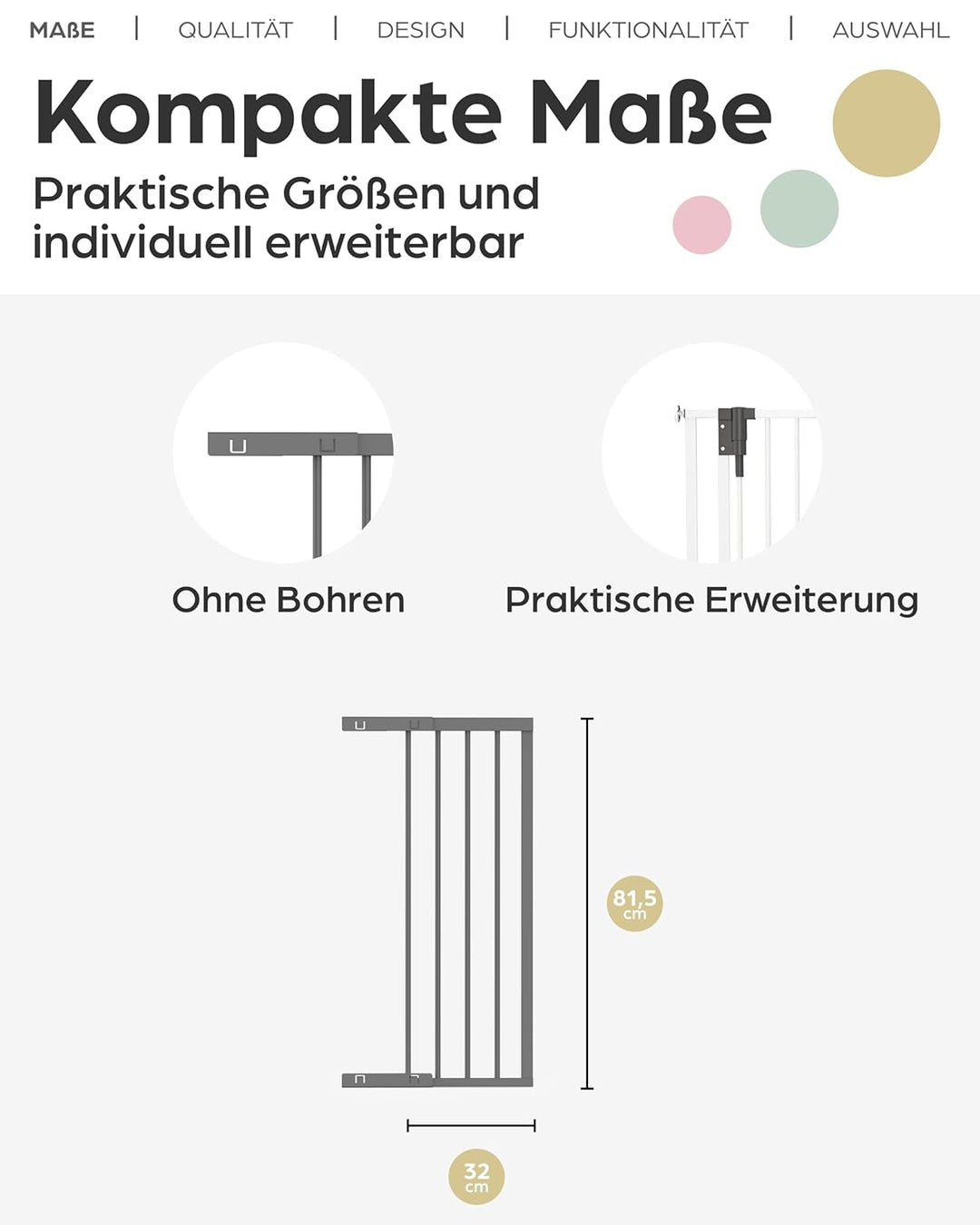 Geuther Verlängerung Türschutzgitter Easylock Plus I Anthrazit, 32 cm Metall I stabile Erweiterung f