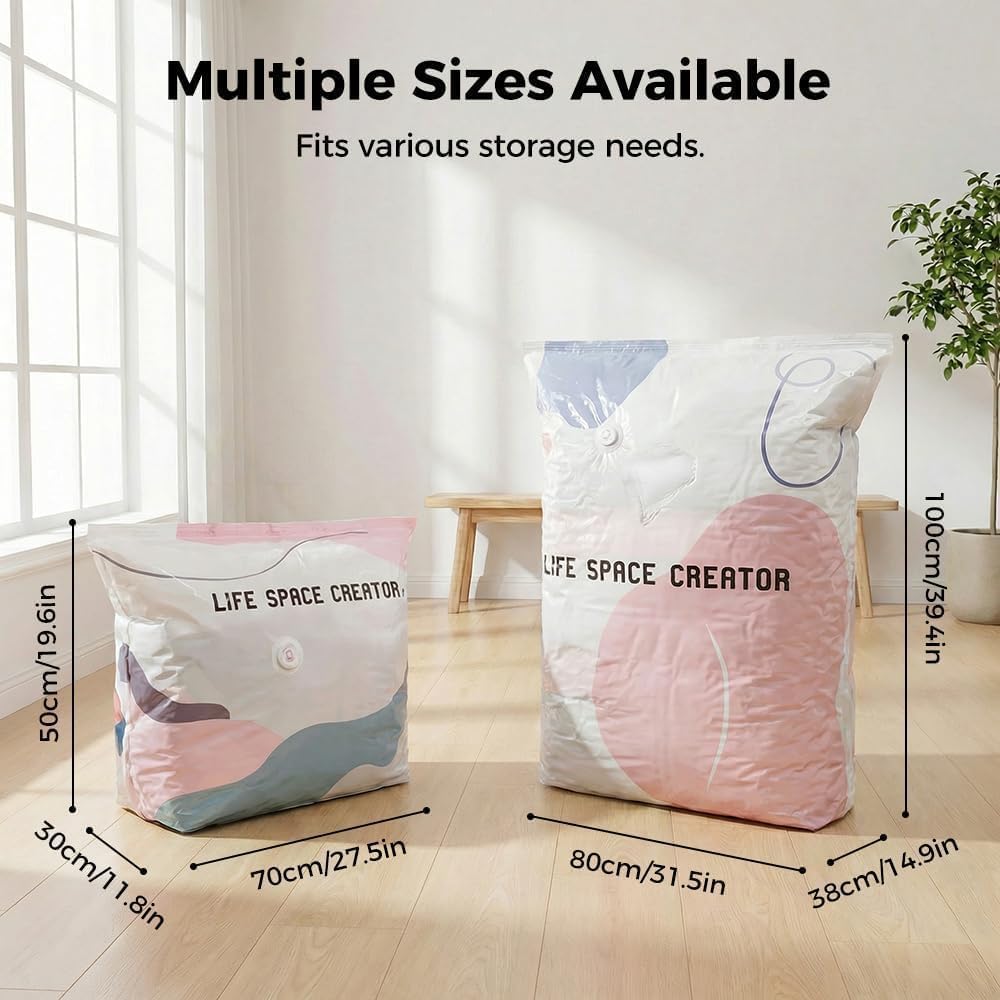 2PCS No-Pump Large Vacuum Storage Compression Bags, Vakuumbeutel ohne Pumpe, Vacuum Storage Bag,Vers