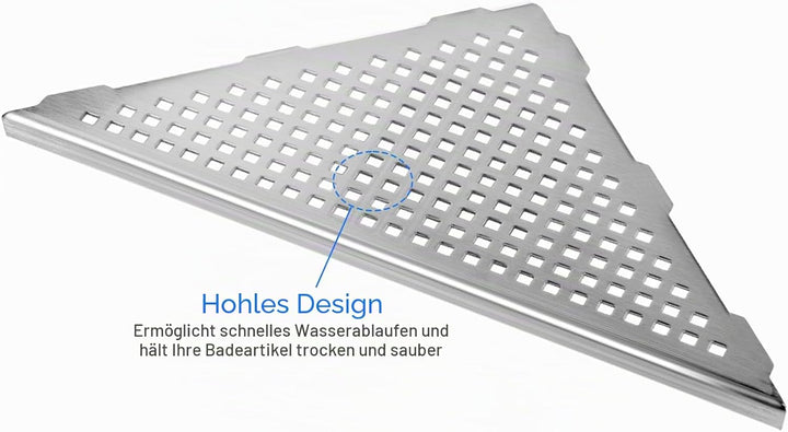 Eckablage Duschablage 304 Edelstahl ohne Bohren für Badezimmer Shampoo Halter 253 * 253 * 355mm (Sil