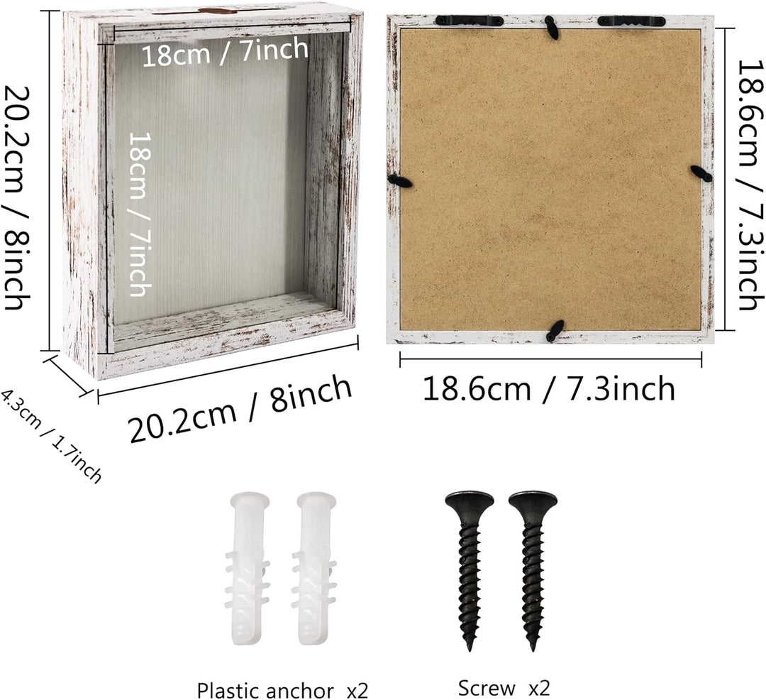 FramePro Kleine Schattenbox Muschel-Kollektion, Weiss, 20,3 x 20,3 cm, mit Schlitz, Filmreise, Sport