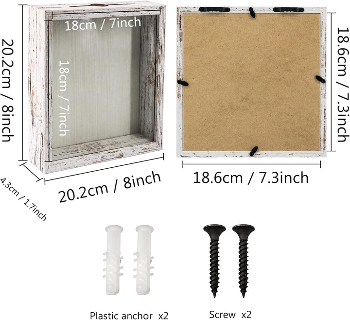 FramePro Kleine Schattenbox Muschel-Kollektion, Weiss, 20,3 x 20,3 cm, mit Schlitz, Filmreise, Sport