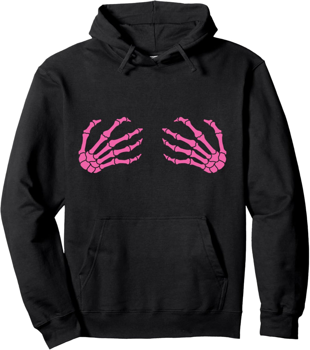 Halloween Skelett Hände Brüste Rosa Lustig für Frauen Pullover Hoodie