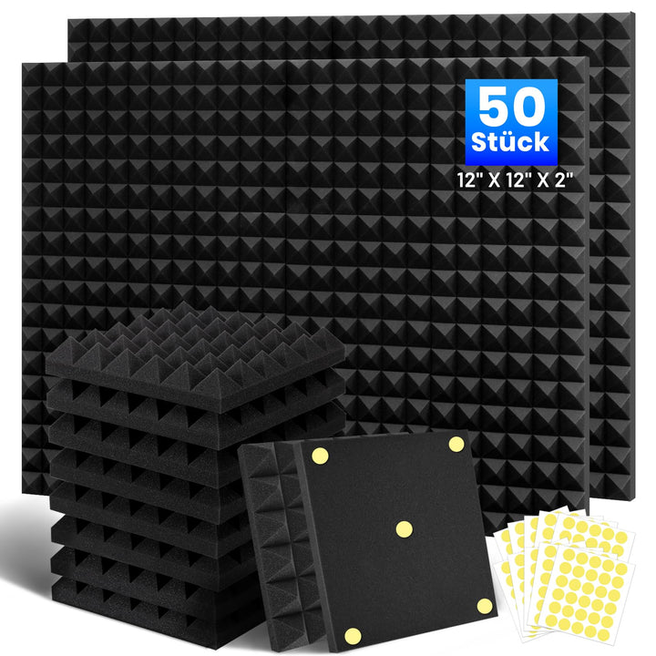 50 Stück Akustikschaumstoff Schallschutzplatten, 5 X 30 X 30 CM Schalldämmung Akustikpaneele, Schall