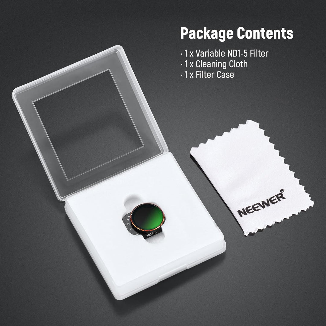 NEEWER Variabler ND Filter kompatibel mit DJI Mini 3 Pro, ND2-32 1-5 Snap Stop aus mehrschichtigem o