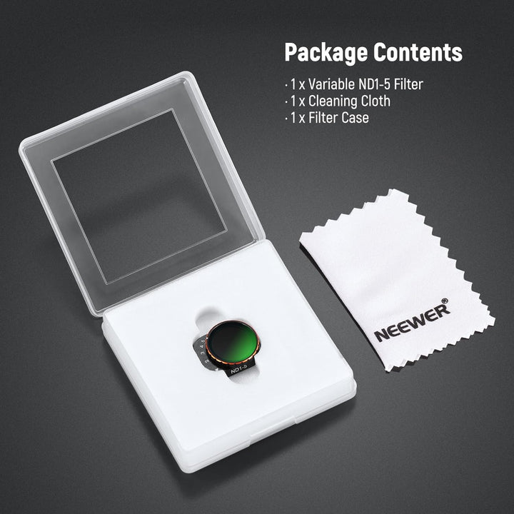 NEEWER Variabler ND Filter kompatibel mit DJI Mini 3 Pro, ND2-32 1-5 Snap Stop aus mehrschichtigem o