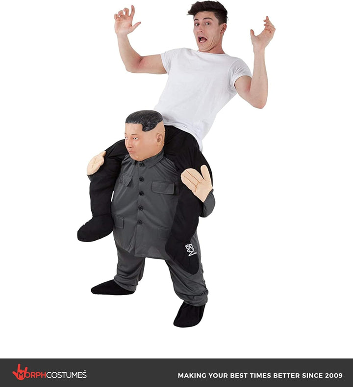Morph Kim Jong Un Huckepack Kostüm für Erwachsene, Lustiges Faschingskostüm Damen Herren