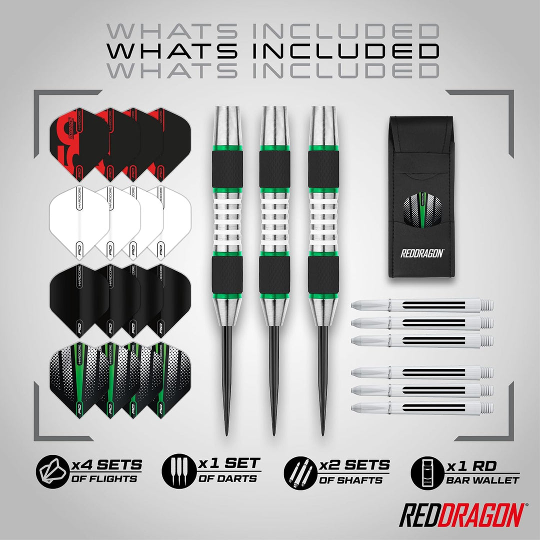 RED DRAGON Darts – Axis Series – 85% Wolfram - Profi Satz Dartpfeile Metallspitze mit Dart Flüge und