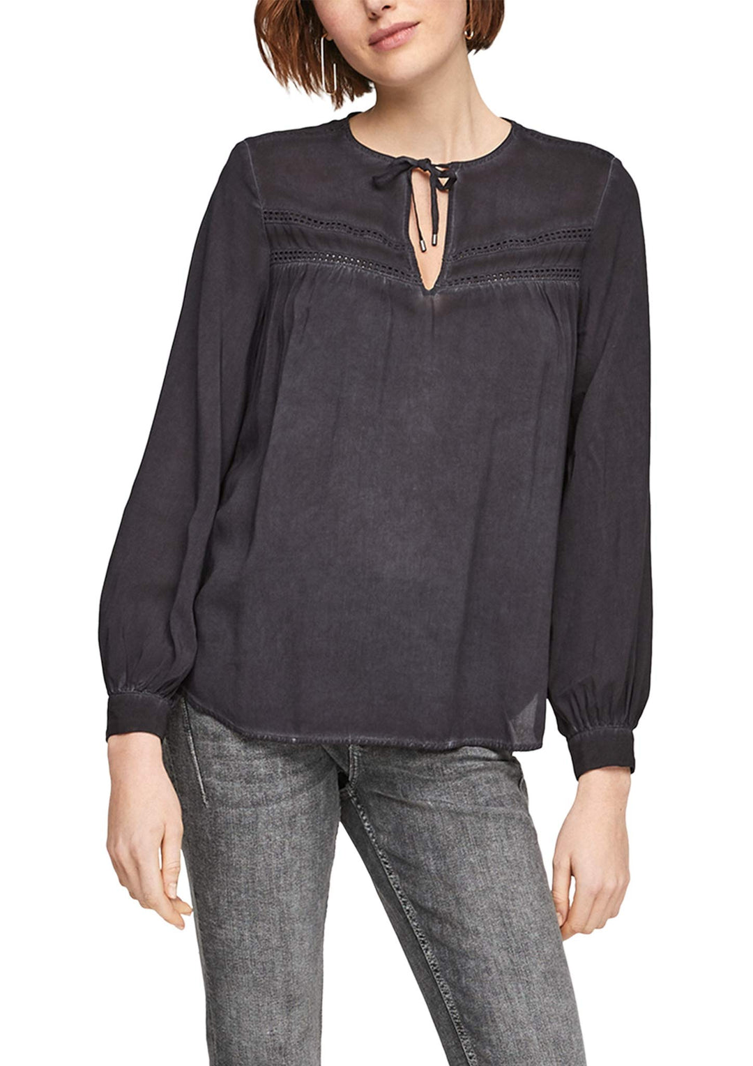 QS Damen Bluse 38 Faded Black, 38 Faded Black