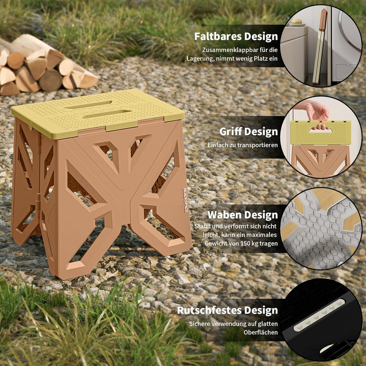 BLACKSPACE Tragbarer Klapphocker Campinghocker Erwachsenen und Kinder Klapptritt Faltbar 30cm hoch f