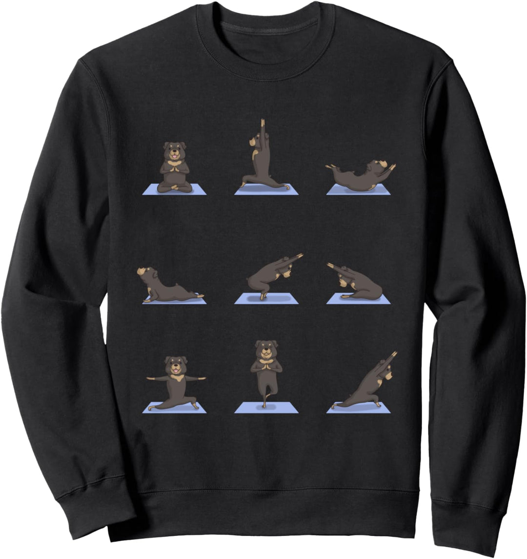 Rottweiler Dog Yoga Pose Zen Cute Workout Exercise Yogi Sweatshirt