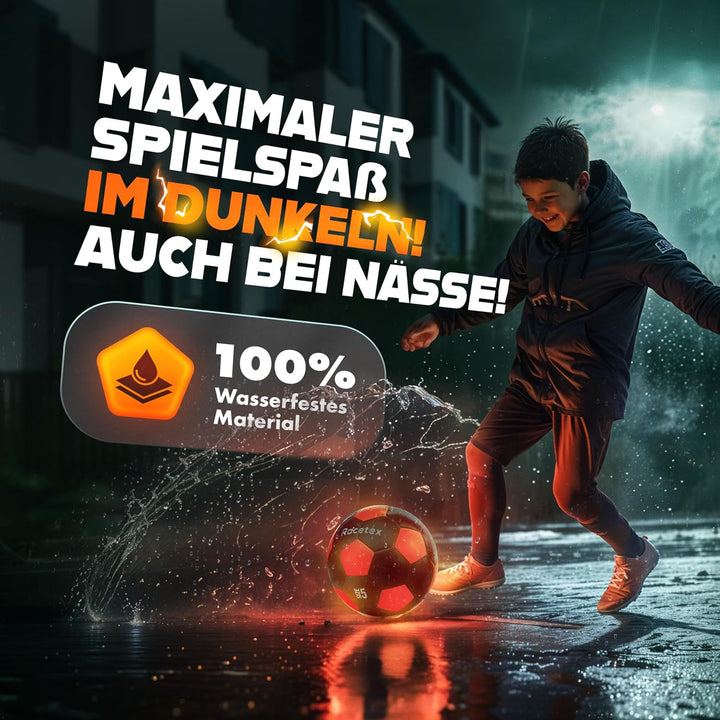 Racetex leuchtender Fussball - Wasserfester LED Fussball mit umfangreichem Zubehör – Fussball Leucht