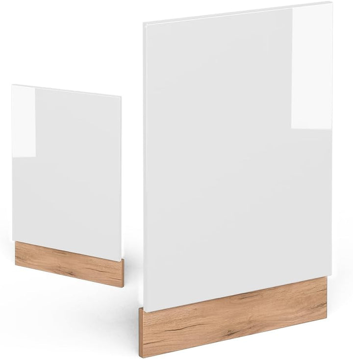 Vicco Frontblende R-Line, Weiss Hochglanz/Goldkraft Eiche, 45 cm ohne Arbeitsplatte Weiss Hochglanz
