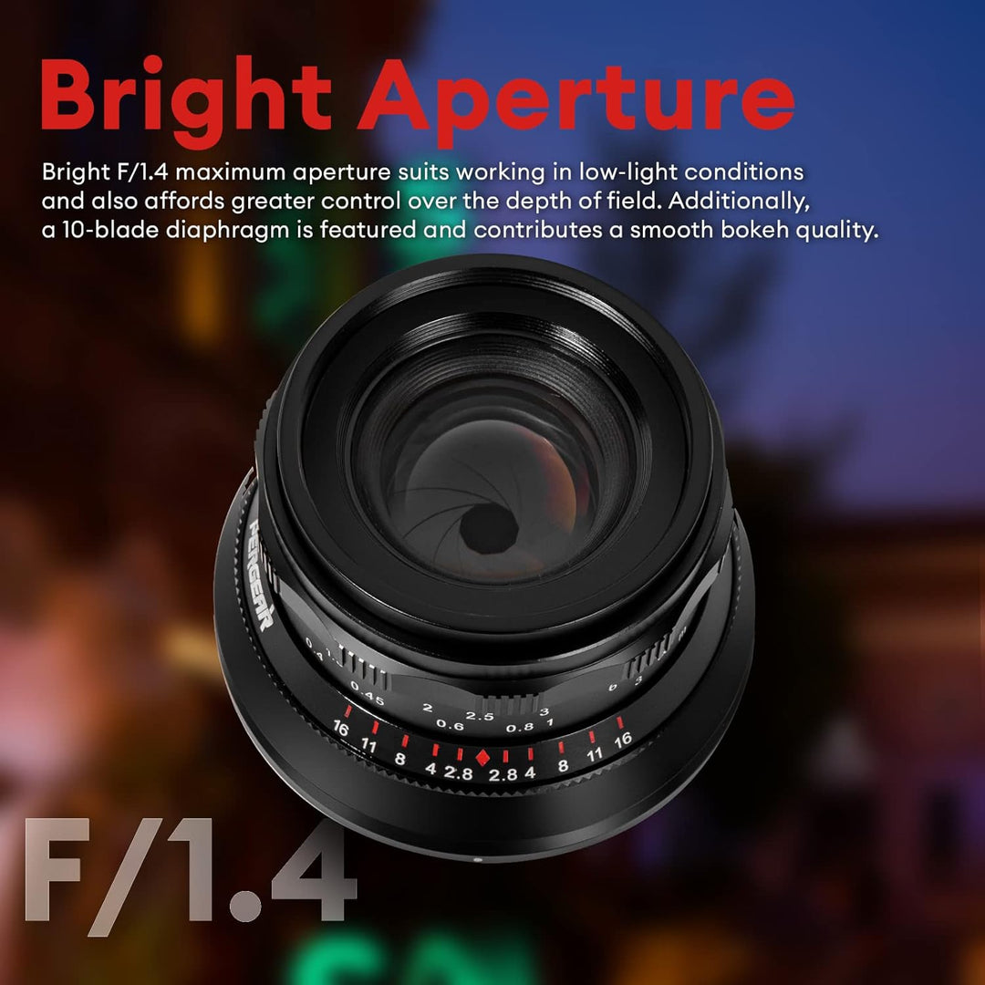 PERGEAR 35mm F1.4 Vollformat-Objektiv mit manuellem Fokus, kompatibel mit spiegellosen Vollformat-L-