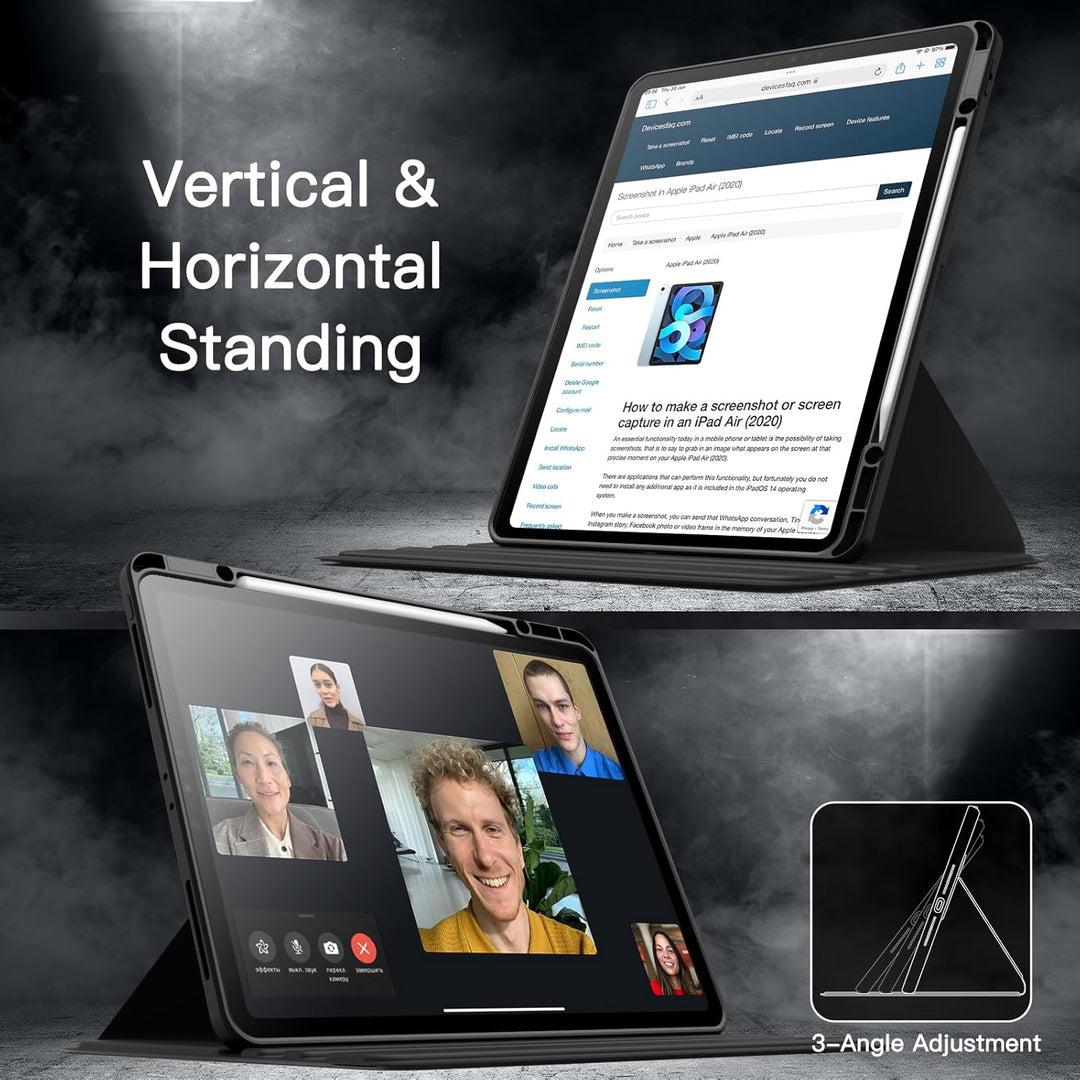 JETech Rotierende Hülle für iPad Pro 12,9 Zoll (2022/2021/2020/2018) mit Stifthalter, 360 Grad Drehb