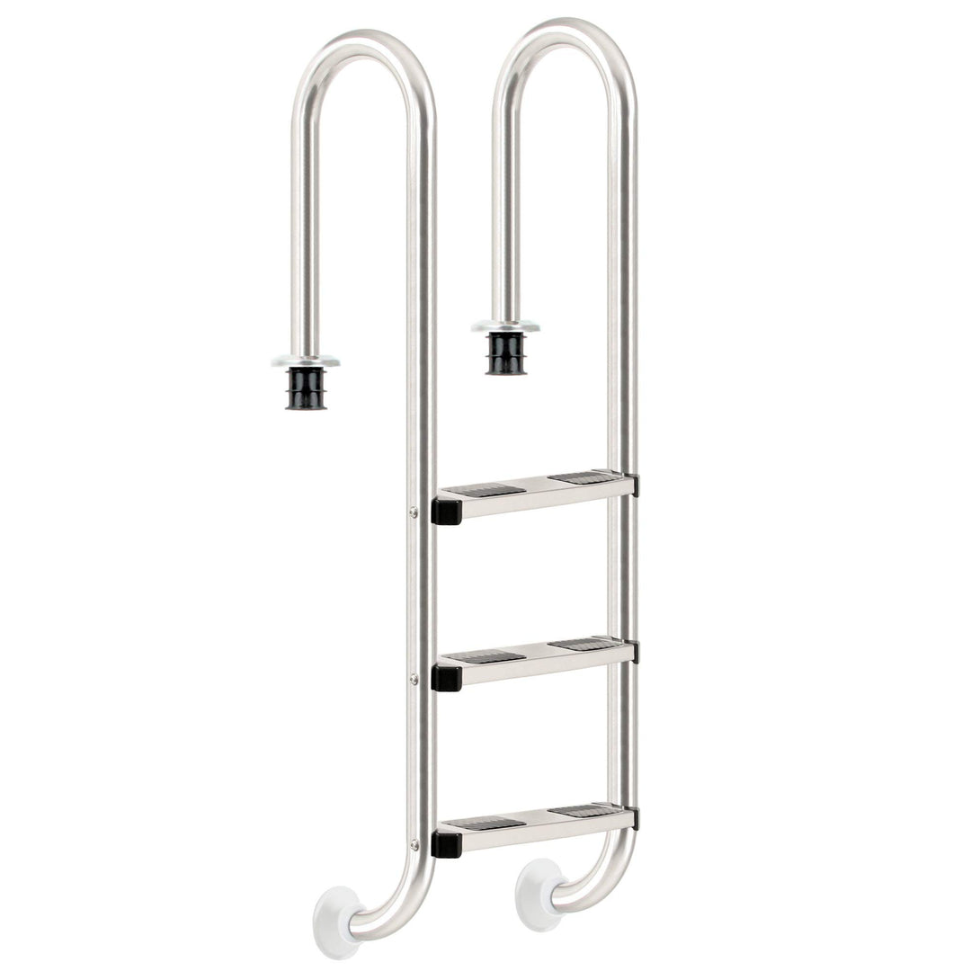 Zelsius V2A Edelstahl Poolleiter mit 3 Stufen | 50,2 x 36,5 x 158 cm - Silber | mit Rutschsicherung