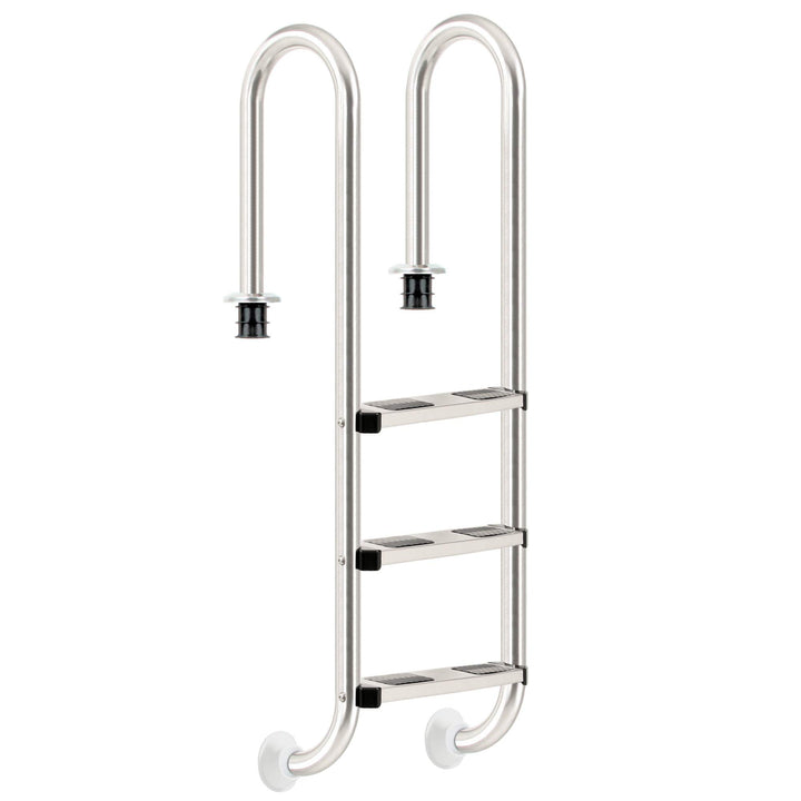 Zelsius V2A Edelstahl Poolleiter mit 3 Stufen | 50,2 x 36,5 x 158 cm - Silber | mit Rutschsicherung