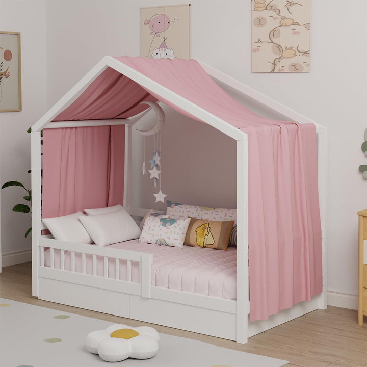 Hausbett Himmel, Betthimmel Hausbett aus Baumwolle Musselin, Stoffhimmel für Hausbett Mädchen Jungen
