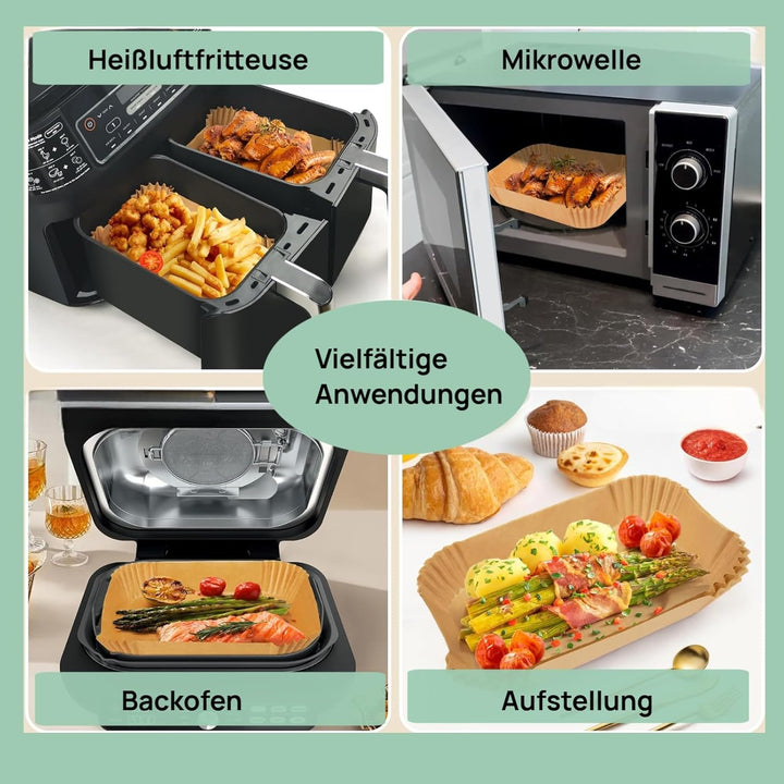 170pcs Airfryer Backpapier für Ninja Foodi Flexdrawer AF500EU 10.4L, Backpapier für Heissluftfritteu