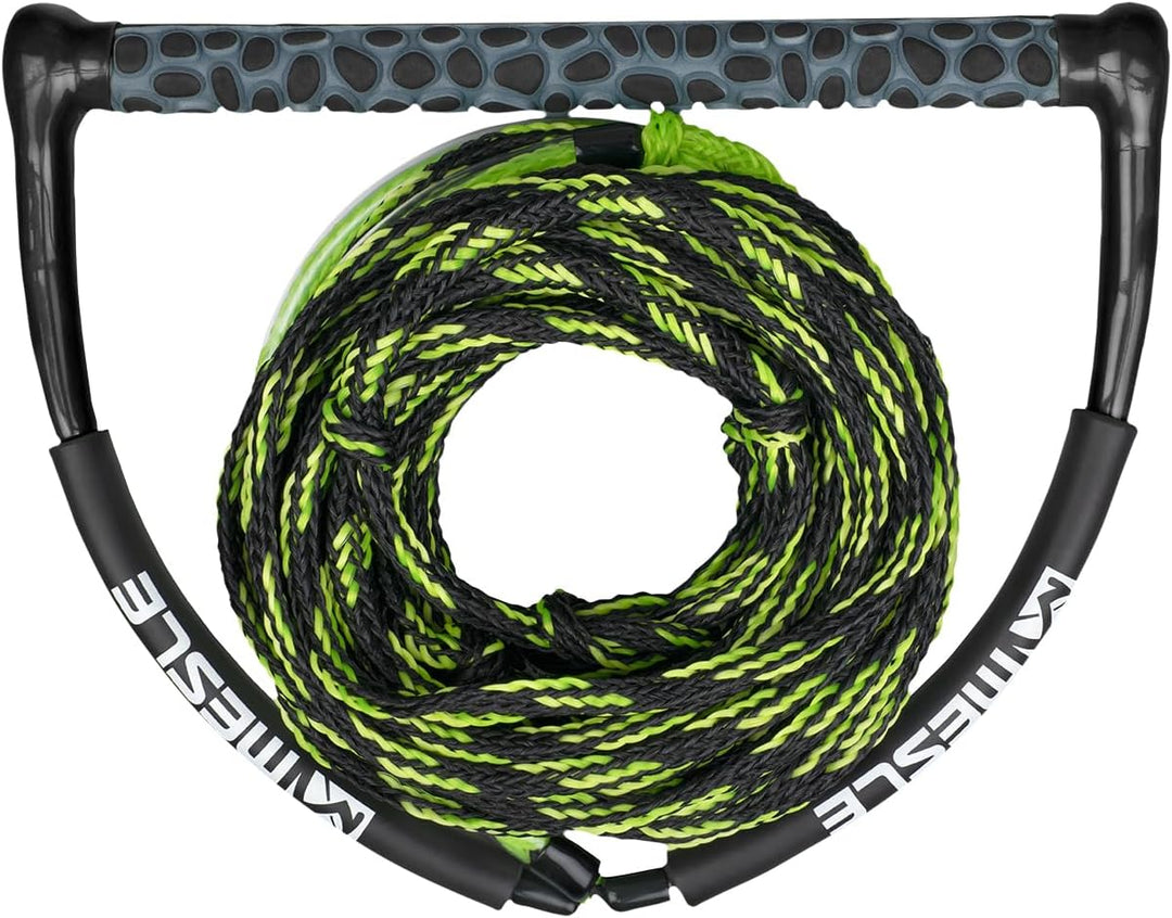 Mesle Wakeboard-Leine Team, 15'' Eva Griff, verkürzbar, Zug-Seil mit Hantel Schwarz, Schwarz