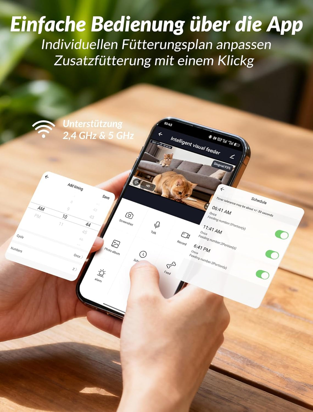 Futterautomat Katze Mit Kamera, KI Futterautomat Katze, 5L Katzen Futterautomaten, 1–6 Mahlzeiten fü