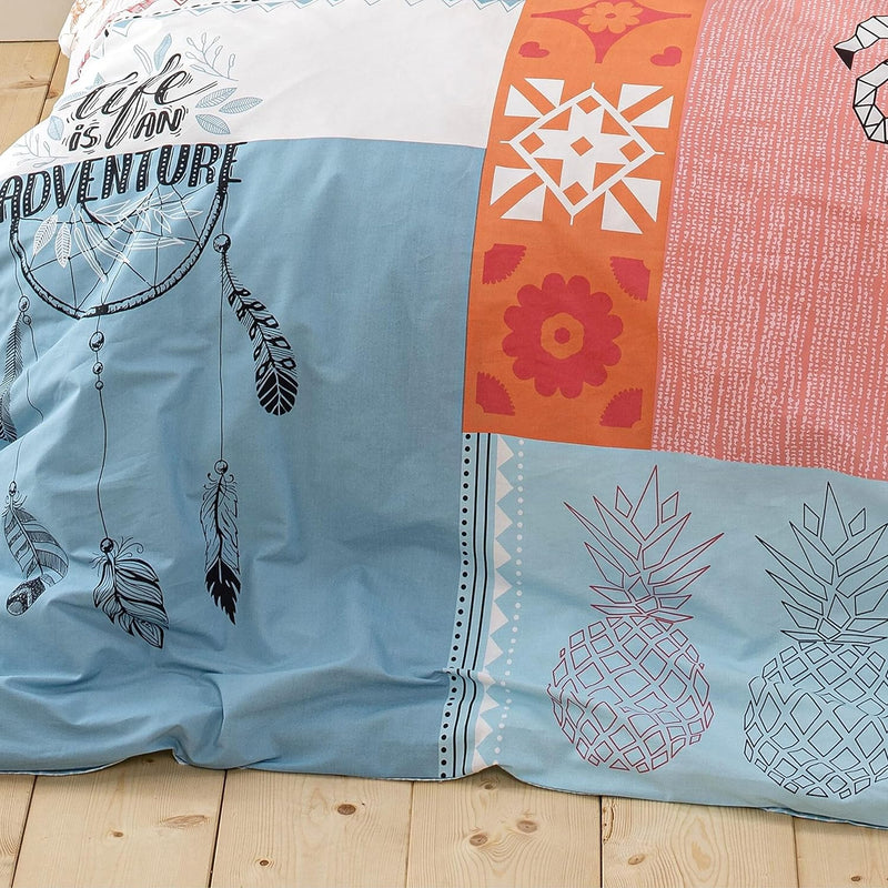 MTOnlinehandel TRAUMHELDEN Bettwäsche 135x200 Boho Chic Summer Vibes Traumfänger, Flamingo, Kaktus,