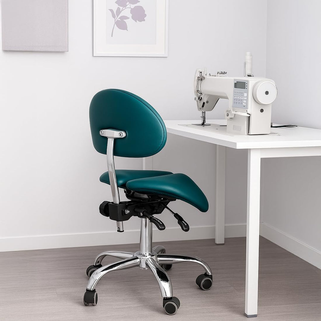 Spacetronik Sattelhocker mit Verstellbarer Rückenlehne, Zweigeteilter Ergonomischer Sattelsitz, Höhe