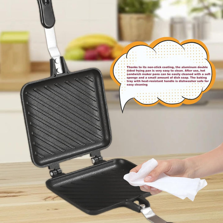 GOEDCH Aluminium Doppelseitige Bratpfanne: Hot Sandwich Maker Pan, Toastpfanne mit Hitzebeständigem