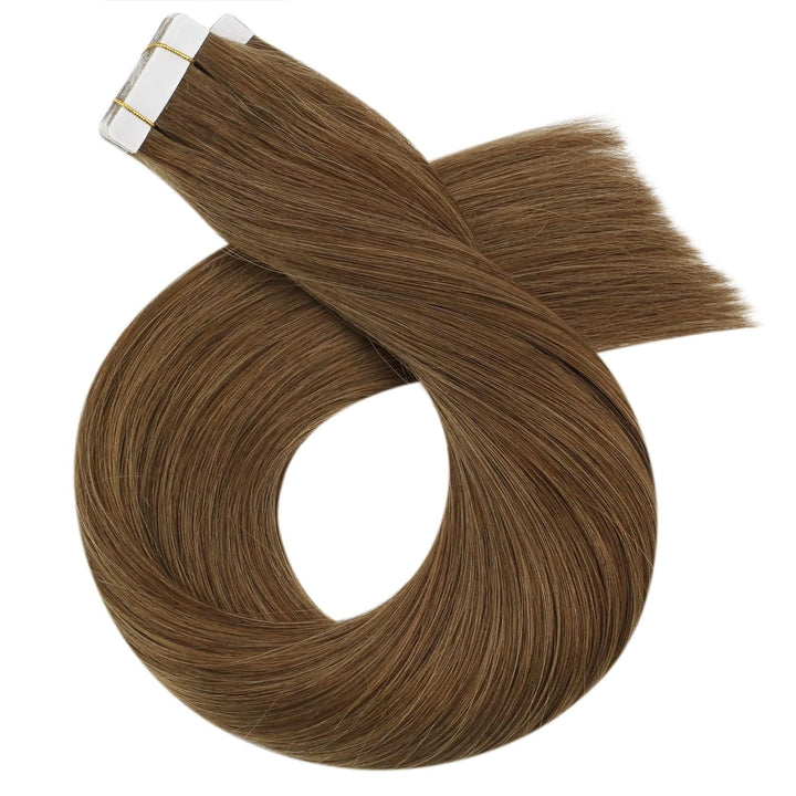 Moresoo Invisible Tape Extensions Hellbraun Echthaar Tape in Extensions Braun Tapes Klebestreifen Ex