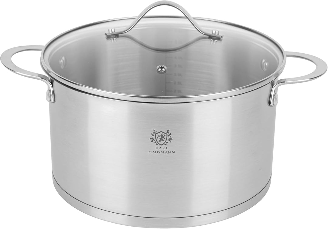 Edelstahl Topf - 6.1L - Ø 24 cm - Kochtopf Induktion für alle Herdarten Geeignet - Edelstahltopf mit