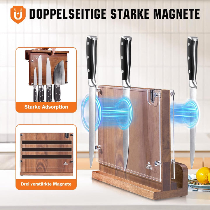 ENOKING Spitzenklasse Plus Messerblock Magnetisch Ohne Messer, Doppelseitiger Magnetischer Messerblo