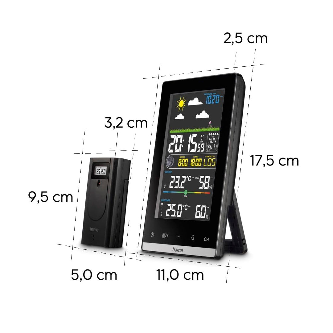 Hama Wetterstation Funk mit Aussensensor (Wettervorhersage, Luftdruck, Hygrometer, Wetterstation zuh
