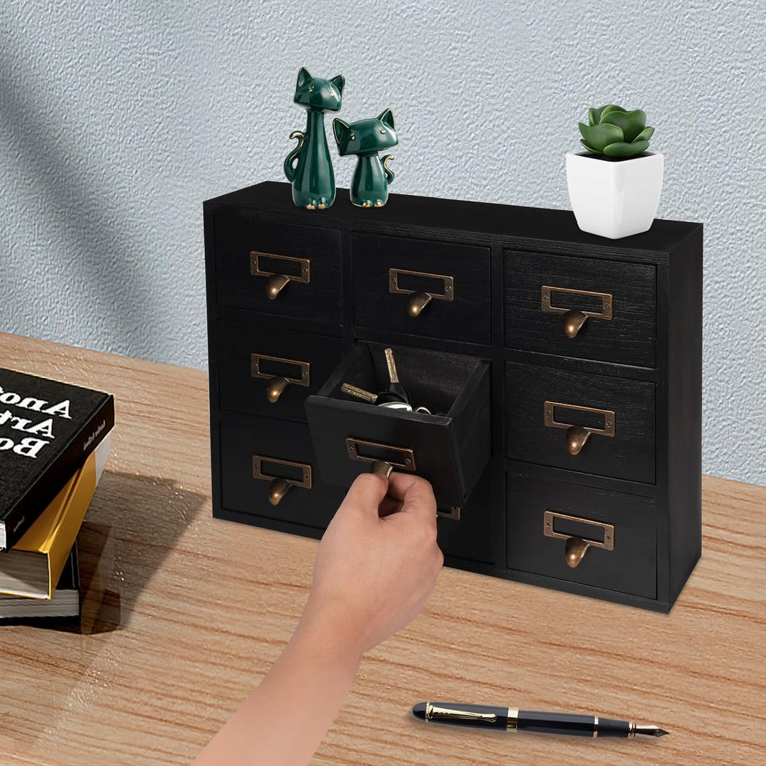 Schubladen Apotheker Schrank Apotheker-Holz-Vintage Schubladenbox mit 9 Schubladen für Schlafzimmer