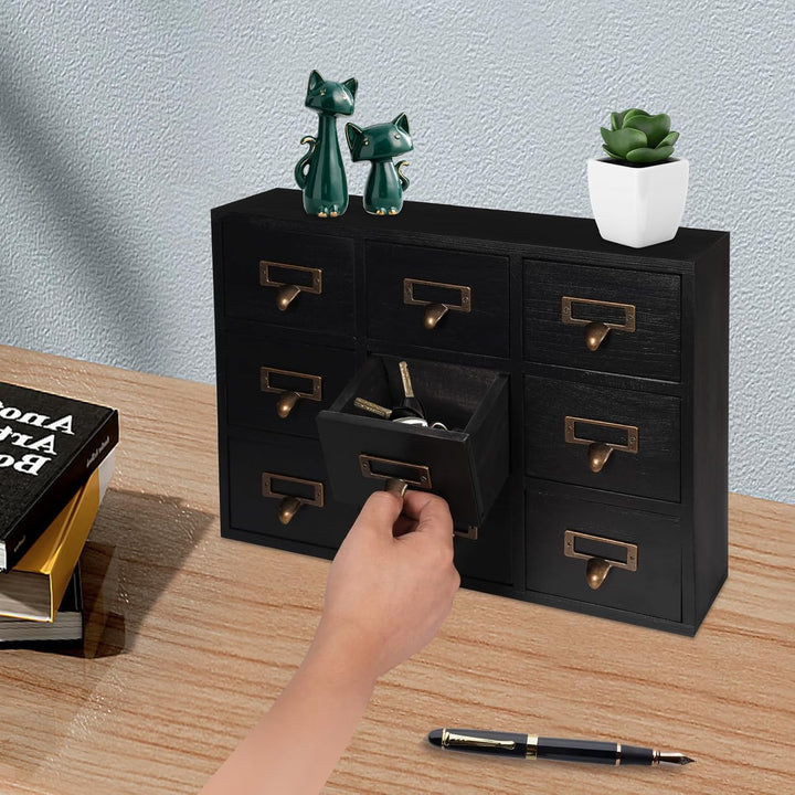 Schubladen Apotheker Schrank Apotheker-Holz-Vintage Schubladenbox mit 9 Schubladen für Schlafzimmer