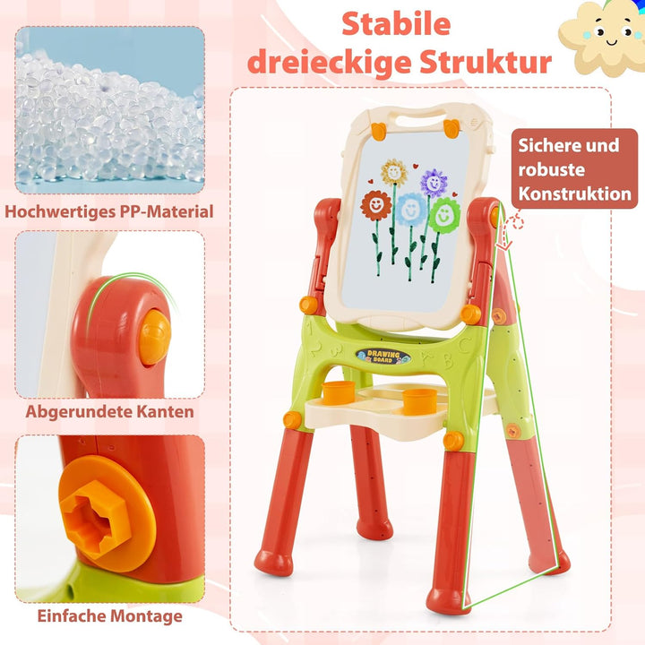 GOPLUS Staffelei mit Doppelseitiger Tafel, Drehbare & Magnetische Maltafel mit Füssen in 2 Verschied