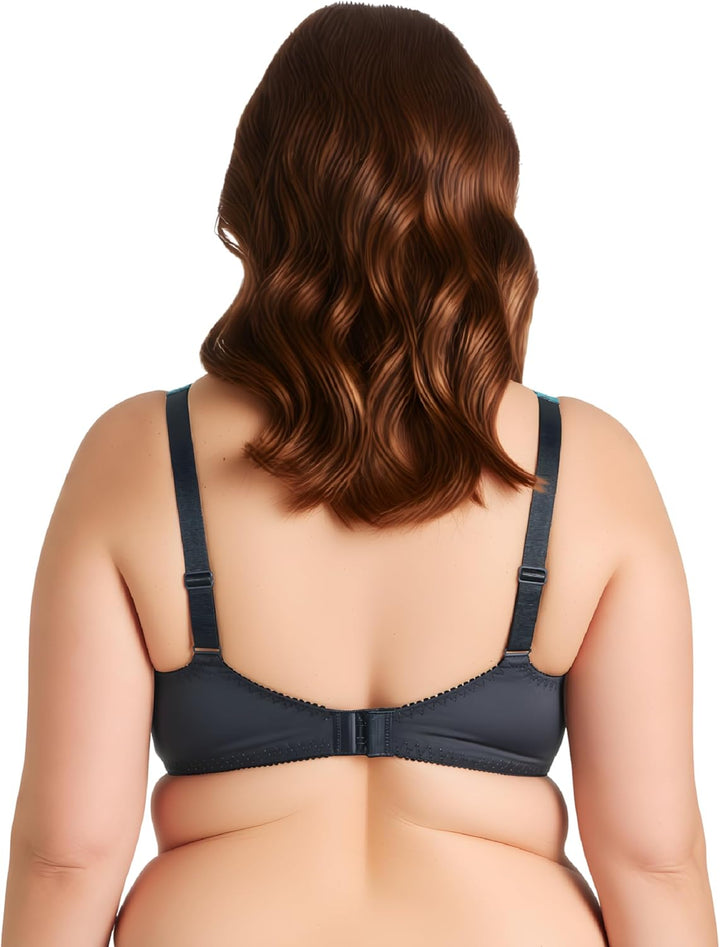Curve Muse Damen Minimizer Ungefütterter Bügel-BH mit Spitzenstickerei - 2er Pack 75B Lavendel, Grau