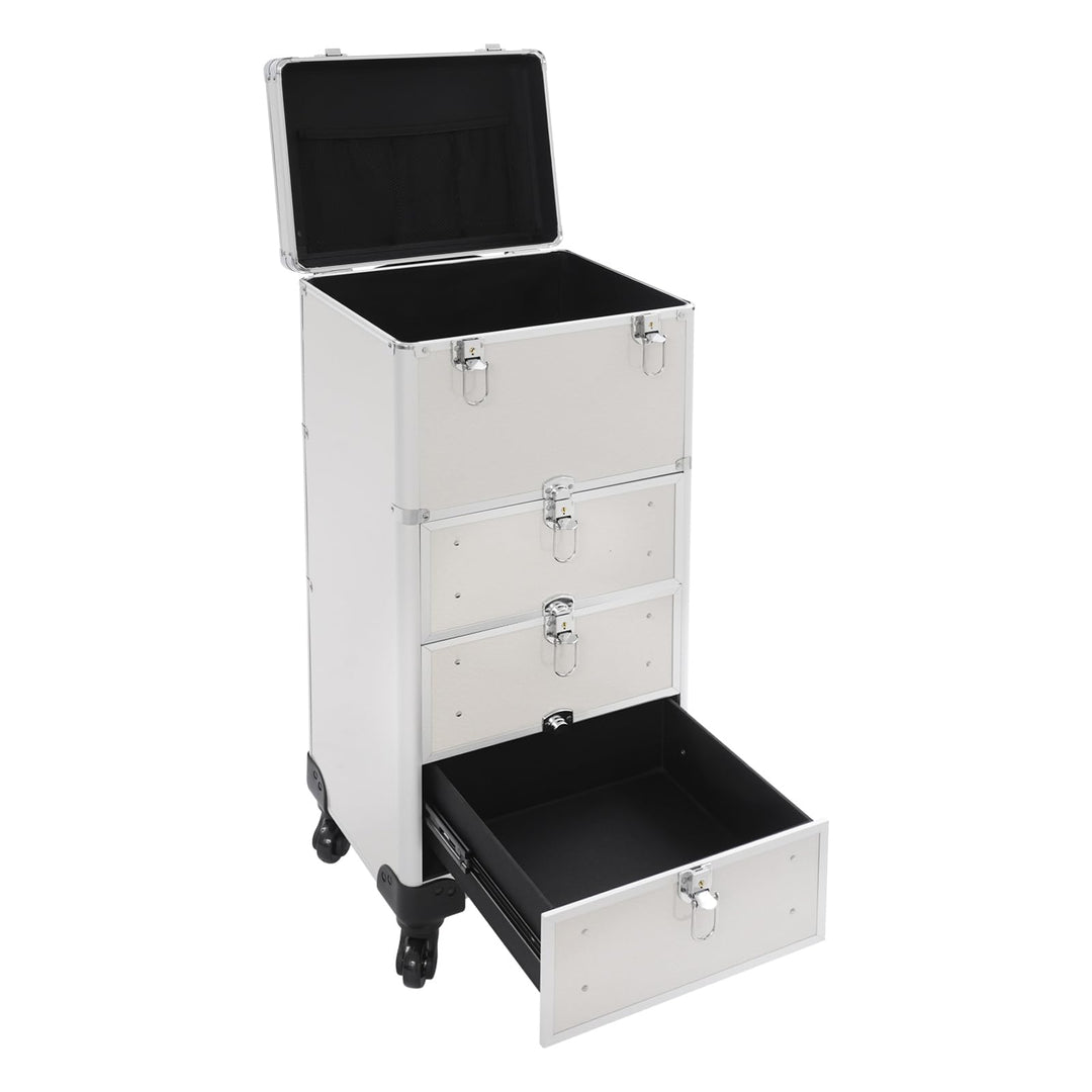 Gross Kosmetik Trolley Friseurkoffer, Rollbarer Schminkkoffer Mit Schubladen Make up Koffer Schminkk
