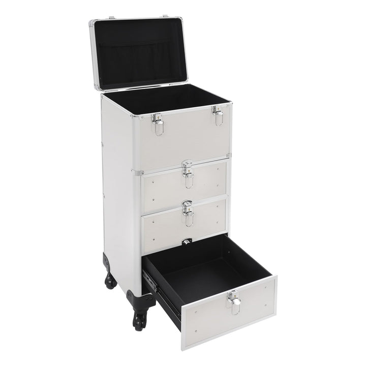 Gross Kosmetik Trolley Friseurkoffer, Rollbarer Schminkkoffer Mit Schubladen Make up Koffer Schminkk